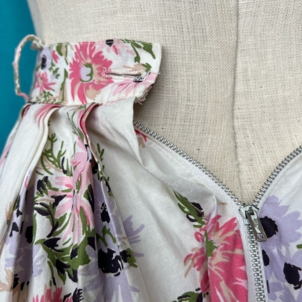Y2K Roxy Floral Midi Skirt Pink White Cottagecore Boho Size 00 - Picture 4 of 6